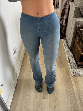 We The Free Light Blue Flare Jeans — High Rise Stretch Denim